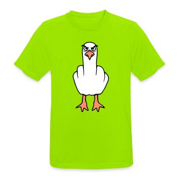 Möwe Mittelfinger Beleidigung Stinkefinger frech - Männer T-Shirt atmungsaktiv - Neongrün - Vorne - AI Model Male 185 dark (185cm)
