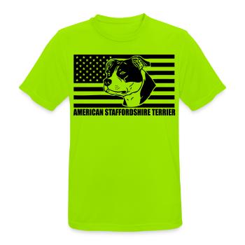 American Stafford © - T-shirt respirant Homme - vert néon - Devant - AI Model Male 185 dark (185cm)