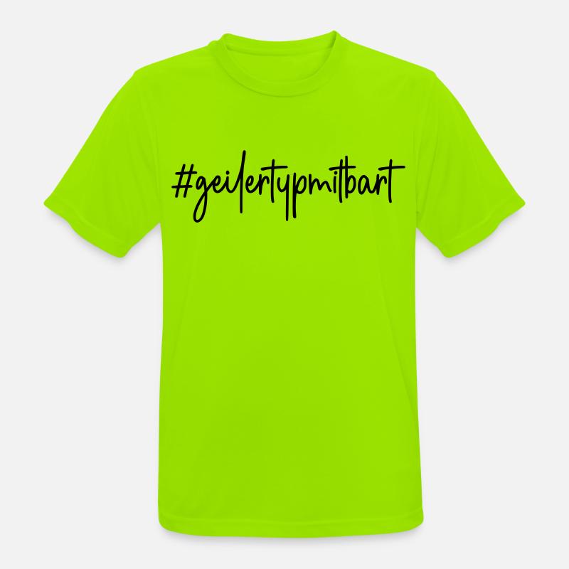 #geilertypmitbart - # geiler Typ mit Bart - Bart - Männer T-Shirt atmungsaktiv - Neongrün