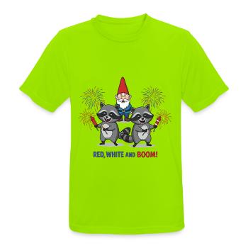 Raton laveur 4 juillet Feu d’artifice - T-shirt respirant Homme - vert néon - Devant - AI Model Male 185 dark (185cm)