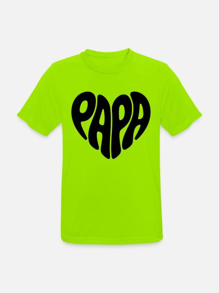 Papa Herz Form Vater Herzform Vatertag Geschenk - Männer T-Shirt atmungsaktiv - Neongrün