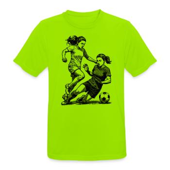 Duel sur le terrain ! Maillot pour footballeuses. - T-shirt respirant Homme - vert néon - Devant - AI Model Male 185 dark (185cm)