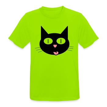Niedliche Katze, Kater mit herzförmigen Nase - Männer T-Shirt atmungsaktiv - Neongrün - Vorne - AI Model Male 185 dark (185cm)