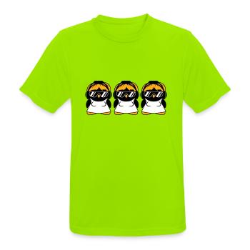 Pinguin DJ Girl Frauen Kopfhörer Sonnenbrille Team - Männer T-Shirt atmungsaktiv - Neongrün - Vorne - AI Model Male 185 dark (185cm)