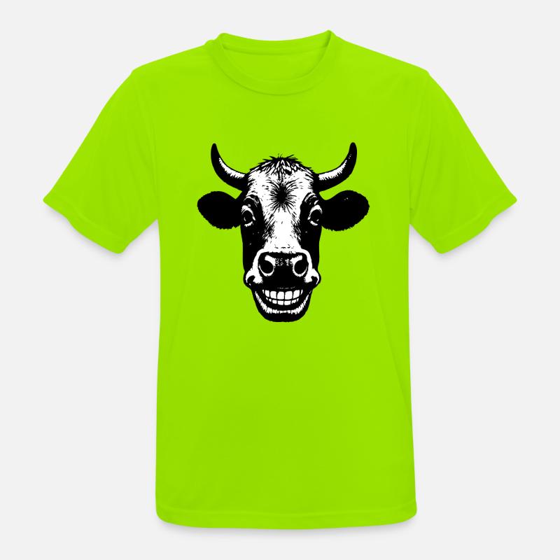 Grinsende Kuh - Männer T-Shirt atmungsaktiv - Neongrün