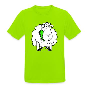 Schaf Frisst Gräser Gras Fressen Hungrig Lustig - Männer T-Shirt atmungsaktiv - Neongrün - Vorne - AI Model Male 185 dark (185cm)