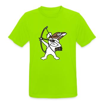Rabbit Archer Medieval Arrow Bow Shooting - Men's Breathable T-Shirt - neon green - Front - AI Model Male 185 dark (185cm)