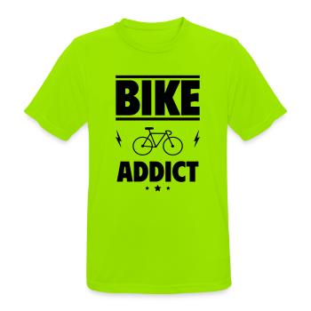 Bike addict,cycling - Men's Breathable T-Shirt - neon green - Front - AI Model Male 185 dark (185cm)