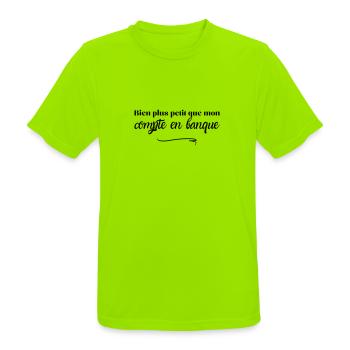Bien plus petit que mon compte en banque - T-shirt respirant Homme - vert néon - Devant - AI Model Male 185 dark (185cm)