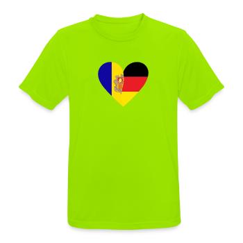 Andorra Germany Heart - Männer T-Shirt atmungsaktiv - Neongrün - Vorne - AI Model Male 185 dark (185cm)
