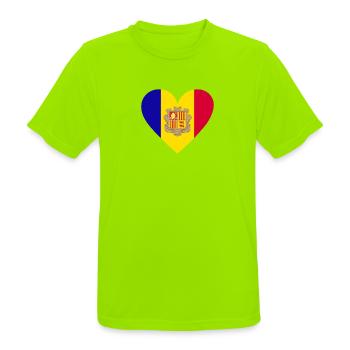 Andorra Heart - Männer T-Shirt atmungsaktiv - Neongrün - Vorne - AI Model Male 185 dark (185cm)