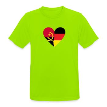 Angola Allemagne Cœur - T-shirt respirant Homme - vert néon - Devant - AI Model Male 185 dark (185cm)