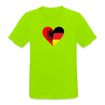 Albania Germany Heart - Men's Breathable T-Shirt - neon green - Front - AI Model Male 185 dark (185cm)