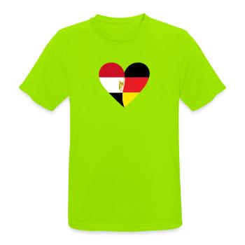 Égypte Allemagne Cœur - T-shirt respirant Homme - vert néon - Devant - AI Model Male 185 dark (185cm)