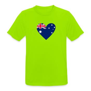 Australia Heart - Men's Breathable T-Shirt - neon green - Front - AI Model Male 185 dark (185cm)