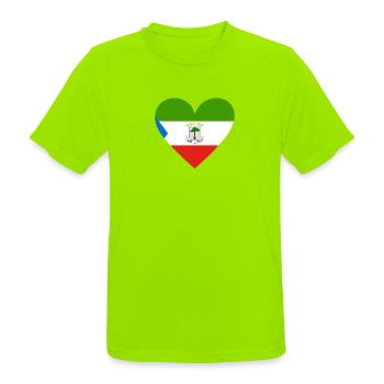 Equatorial Guinea Heart - Men's Breathable T-Shirt - neon green - Front - AI Model Male 185 dark (185cm)