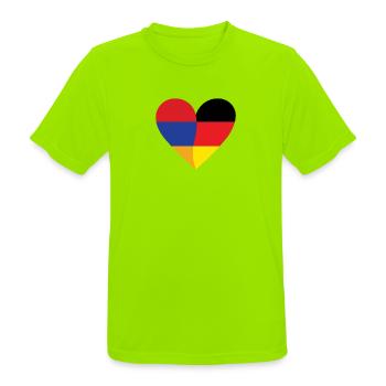Armenia Germany Heart - Men's Breathable T-Shirt - neon green - Front - AI Model Male 185 dark (185cm)