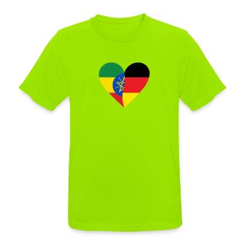 Ethiopia Germany Heart - Männer T-Shirt atmungsaktiv - Neongrün - Vorne - AI Model Male 185 dark (185cm)
