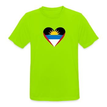 Antigua and Barbuda Heart - Männer T-Shirt atmungsaktiv - Neongrün - Vorne - AI Model Male 185 dark (185cm)