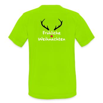 Fröhliche Weihnachten Rentier Weihnachtsgeschenk - Männer T-Shirt atmungsaktiv - Neongrün - Hinten - AI Model Male 185 dark (185cm)