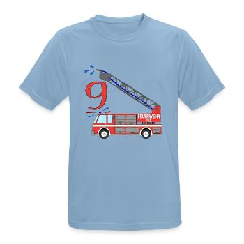 Fire engine 9th birthday - Men's Breathable T-Shirt - sky blue - Front - AI Model Male 185 dark (185cm)