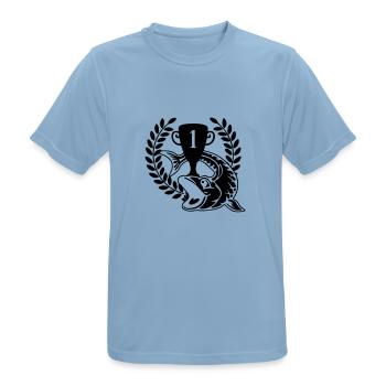 PecheurPoisson - T-shirt respirant Homme - bleu ciel - Devant - AI Model Male 185 dark (185cm)