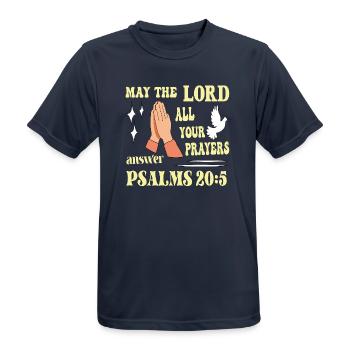 Psalm 20:5 May the Lord... - Men's Breathable T-Shirt - dark navy - Front - AI Model Male 178 light (178cm)
