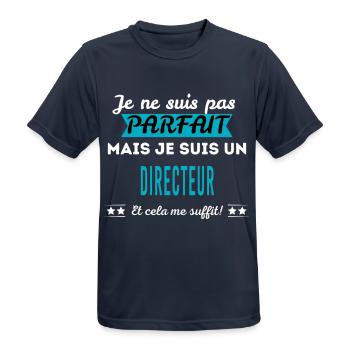 Je ne suis pas parfait DIRECTEUR - T-shirt respirant Homme - bleu marine foncé - Devant - AI Model Male 178 light (178cm)