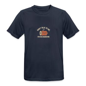 Ne me parlez pas – je recharge ma chemise - T-shirt respirant Homme - bleu marine foncé - Devant - AI Model Male 178 light (178cm)