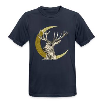 Hirsch - Männer T-Shirt atmungsaktiv - Dunkelnavy - Vorne - AI Model Male 178 light (178cm)