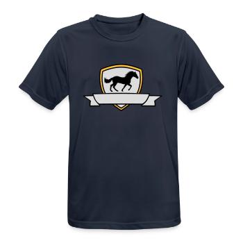 Banner Horse Coat of Arms Shield - Men's Breathable T-Shirt - dark navy - Front - AI Model Male 178 light (178cm)