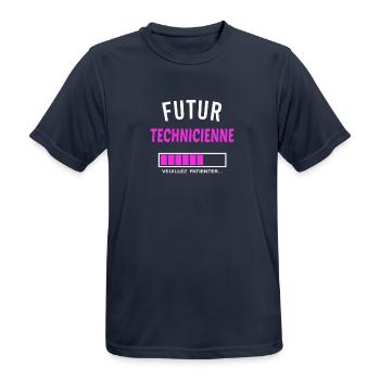 futur technicienne - T-shirt respirant Homme - bleu marine foncé - Devant - AI Model Male 178 light (178cm)