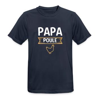 Papa poule humour fte des pres - T-shirt respirant Homme - bleu marine foncé - Devant - AI Model Male 178 light (178cm)