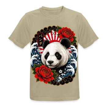 Panda im japanischen Irezumi Tattoo Stil - Männer T-Shirt atmungsaktiv - Sandbeige - Vorne - AI Model Male 185 dark (185cm)
