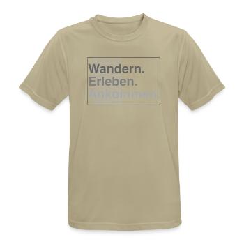 Wandern erleben - Männer T-Shirt atmungsaktiv - Sandbeige - Vorne - AI Model Male 185 dark (185cm)