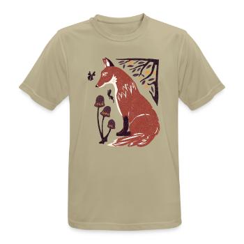 Herbstfuchs im Pilzwald - Männer T-Shirt atmungsaktiv - Sandbeige - Vorne - AI Model Male 185 dark (185cm)