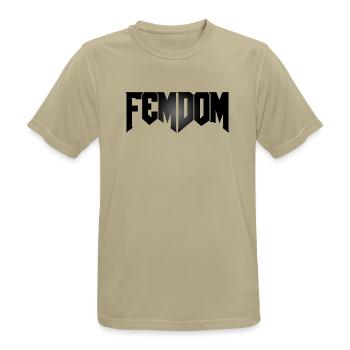Femdoom - Männer T-Shirt atmungsaktiv - Sandbeige - Vorne - AI Model Male 185 dark (185cm)