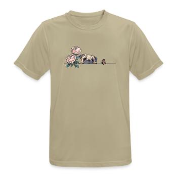 Mops mit Schmetterling - Männer T-Shirt atmungsaktiv - Sandbeige - Vorne - AI Model Male 185 dark (185cm)