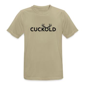 Cuck-Hörner - Männer T-Shirt atmungsaktiv - Sandbeige - Vorne - AI Model Male 185 dark (185cm)