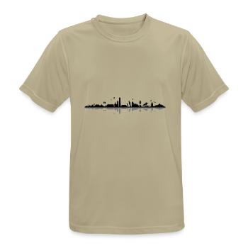Skyline - Küste Sylt - Männer T-Shirt atmungsaktiv - Sandbeige - Vorne - AI Model Male 185 dark (185cm)
