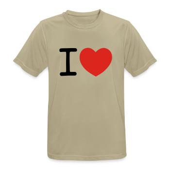 I heart ... - Männer T-Shirt atmungsaktiv - Sandbeige - Vorne - AI Model Male 185 dark (185cm)