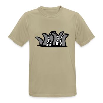 Tentacle Kraken Monster Bottom Hole Alien Horror - Men's Breathable T-Shirt - sand beige - Front - AI Model Male 185 dark (185cm)