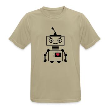 roboter_herz_2 - Männer T-Shirt atmungsaktiv - Sandbeige - Vorne - AI Model Male 185 dark (185cm)