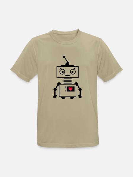 roboter_herz_2 - Männer T-Shirt atmungsaktiv - Sandbeige