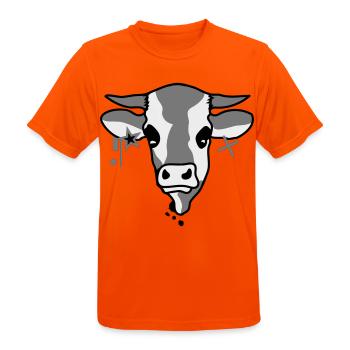 La tête d'une vache - T-shirt respirant Homme - orange néon - Devant - AI Model Male 185 dark (185cm)