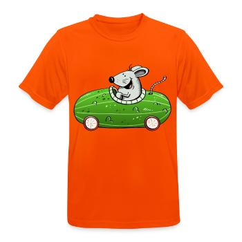 Souris Jouer concombre ne olle - Voiture - Voitures - Drôle - T-shirt respirant Homme - orange néon - Devant - AI Model Male 185 dark (185cm)