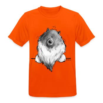 Cadeau drôle de chien de bande dessinée Wolfsspitz I - T-shirt respirant Homme - orange néon - Devant - AI Model Male 185 dark (185cm)