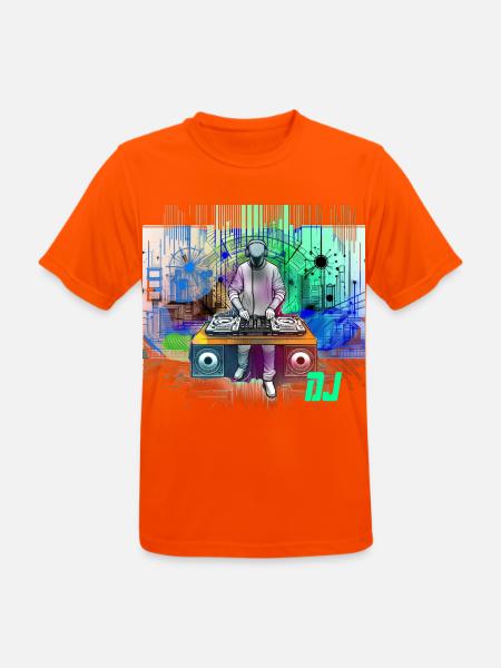 Dynamischer DJ mit bunten Techno-Designs - Männer T-Shirt atmungsaktiv - Neonorange