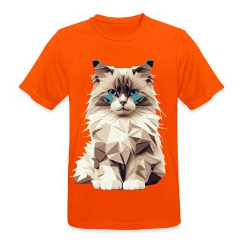 Geometric Cat – Stylish Cat Motif in Polygon - Men's Breathable T-Shirt - neon orange - Front - AI Model Male 185 dark (185cm)