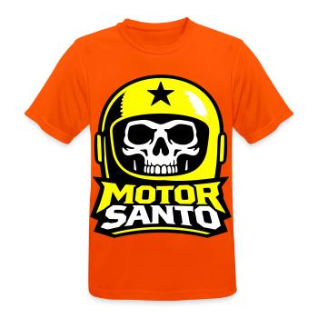 Motor Santo Skull Logo - Men's Breathable T-Shirt - neon orange - Front - AI Model Male 185 dark (185cm)